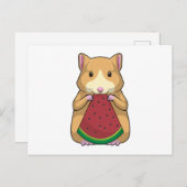 Hamster mit Watermelon Postkarte (Vorne/Hinten)