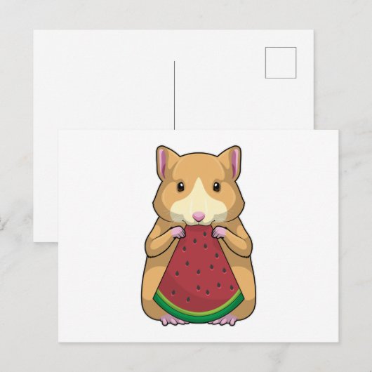 Hamster mit Watermelon Postkarte (Vorne/Hinten)