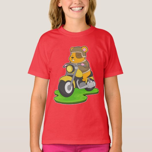 Hamster Motorrad T-Shirt (Vorderseite)