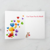 Hamster Mouse Ballon Herzchen Valentinstag Feiertagskarte (Innenseite)