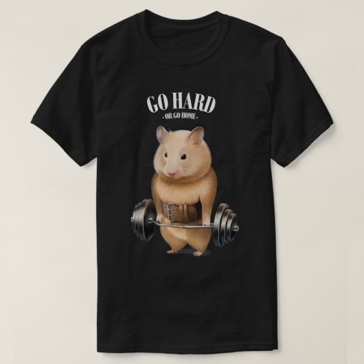 Hamster Muskeltraining mit Barbell Shrug Bar Fit T-Shirt (Design vorne)