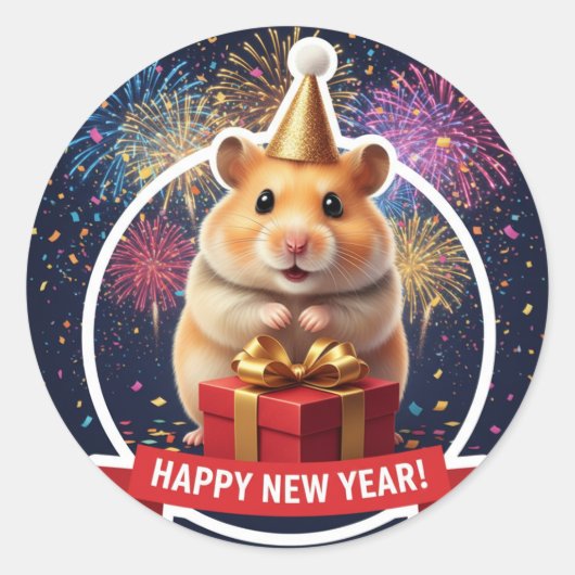 Hamster New Year Celebration Sticker (Vorderseite)