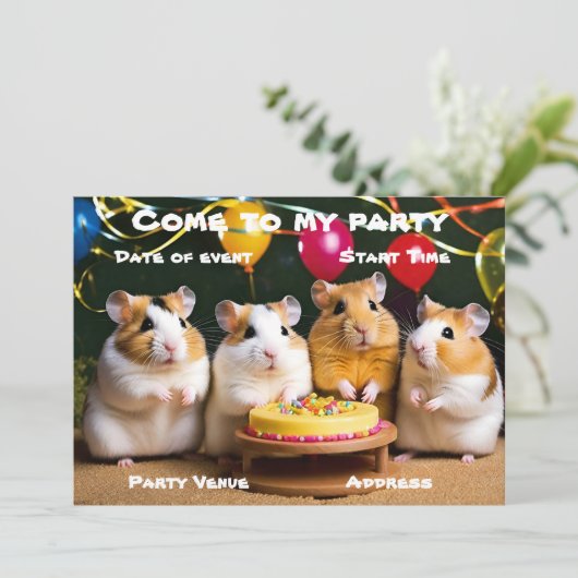 Hamster-Party Einladung (Stehend Vorderseite)