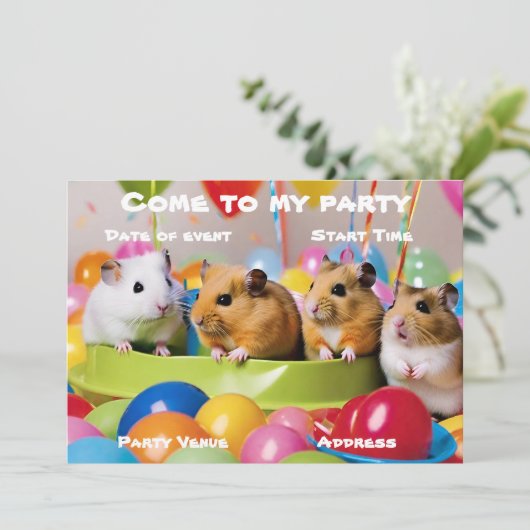 Hamster-Party Einladung (Stehend Vorderseite)
