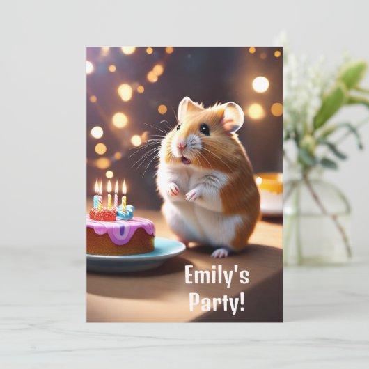 Hamster-Party Einladung (Stehend Vorderseite)