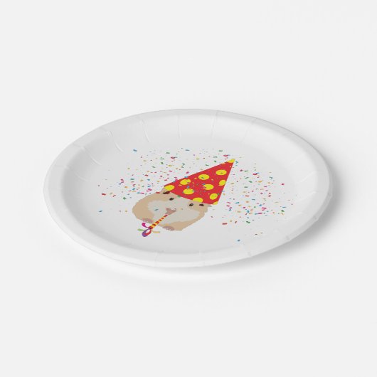 Hamster Partying - Tiere mit Party Pappteller (Schrägansicht)