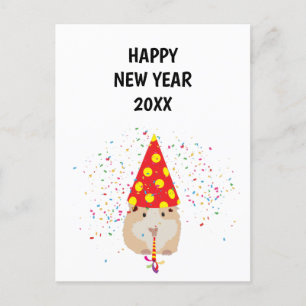 Hamster Partying - Tierurlaub New Years Card Feiertagspostkarte