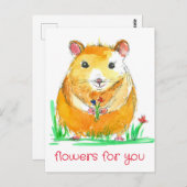 Hamster Pet Blume Bouquet Kind Worte Postkarte (Vorne/Hinten)
