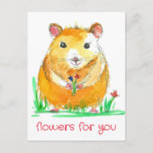 Hamster Pet Blume Bouquet Kind Worte Postkarte (Vorderseite)
