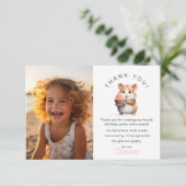 Hamster, Pink Cupcake Children's Birthday Foto Dankeskarte (Stehend Vorderseite)