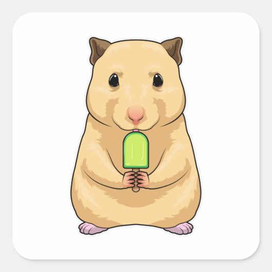 Hamster Popsicle Quadratischer Aufkleber (Vorderseite)