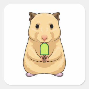 Hamster Popsicle Quadratischer Aufkleber
