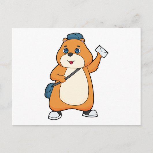Hamster Postbote Brief Postkarte (Vorderseite)