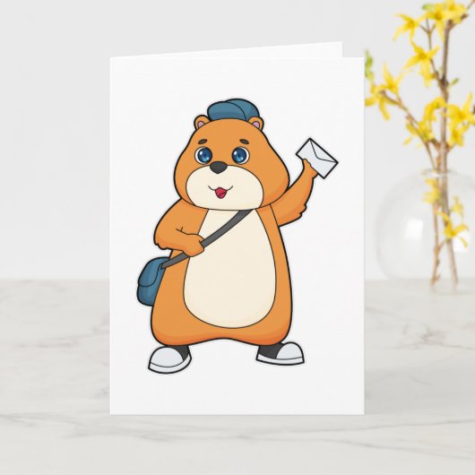 Hamster Postman Letter Karte (Gelbe Blume)
