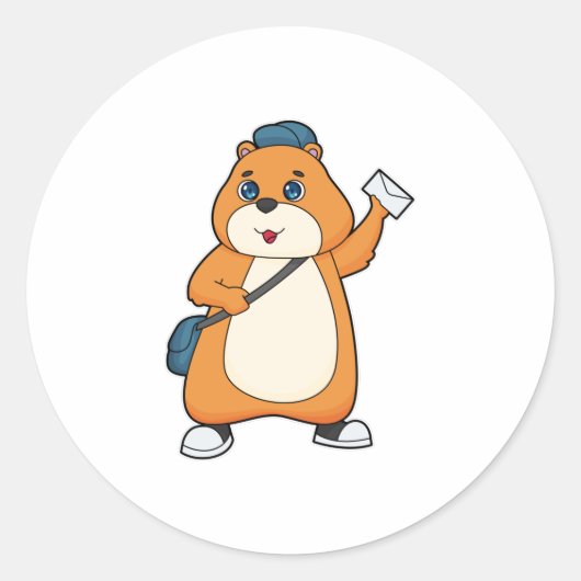 Hamster Postman Letter Runder Aufkleber (Vorderseite)