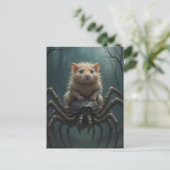 Hamster reitet auf einer Spinne Postkarte (Stehend Vorderseite)
