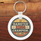 Hamster Rings Champion Retro Badge Schlüsselanhänger (Rückseite)