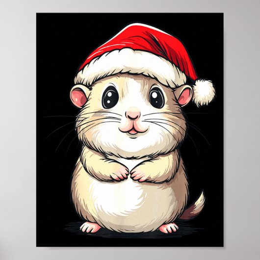 Hamster Santa Hat Pet Lover Boys Girls Kids Christ Poster (Vorne)