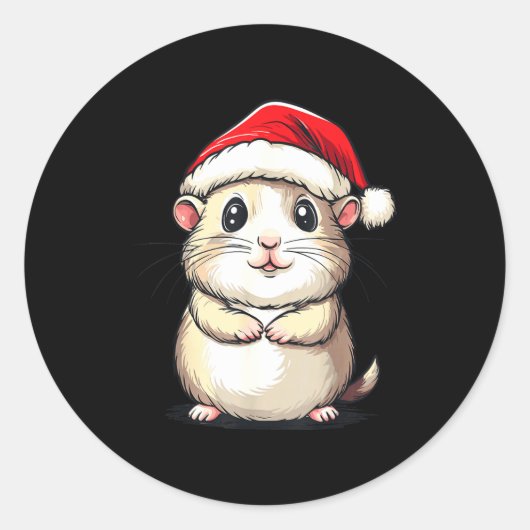 Hamster Santa Hat Pet Lover Boys Girls Kids Christ Runder Aufkleber (Vorderseite)