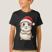 Hamster Santa Hat Pet Lover Boys Girls Kids Christ T-Shirt (Vorderseite)