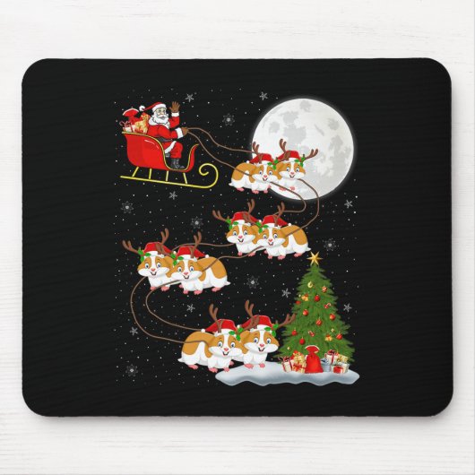Hamster Santa Sleigh Flying Funny Magical Christma Mousepad (Vorne)