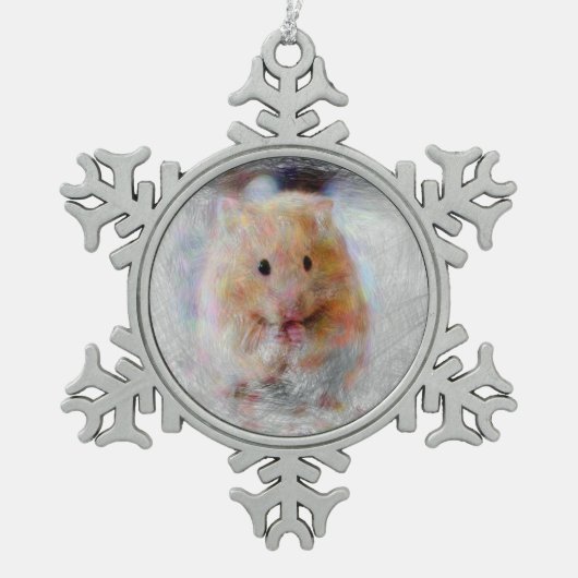 Hamster Schneeflocken Zinn-Ornament (Vorderseite)