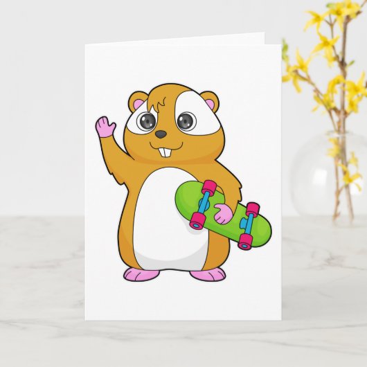 Hamster Skater Skateboard Karte (Gelbe Blume)