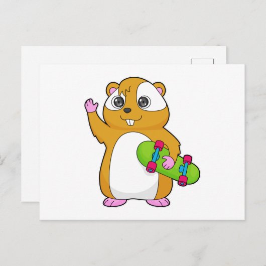 Hamster Skater Skateboard Postkarte (Vorne/Hinten)
