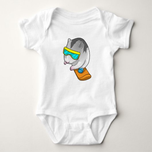 Hamster Snowboarder Snowboard Baby Strampler (Vorderseite)