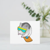 Hamster Snowboarder Snowboard Postkarte (Stehend Vorderseite)