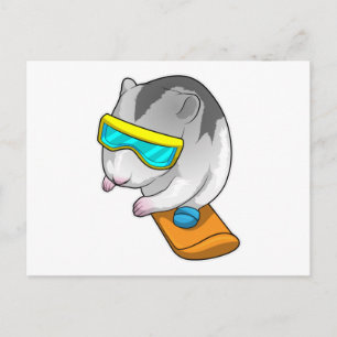 Hamster Snowboarder Snowboard Postkarte