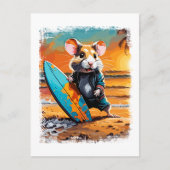 Hamster Surfen Niedliche Farbige Comic Illustratio Postkarte (Vorderseite)