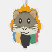Hamster 🐹 Süße Tier mit bunt gestreiftem Schal Ornament Karte (Linke Ecke)