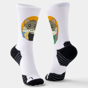 Hamster 🐹 Süße Tier mit bunt gestreiftem Schal Socken
