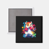 Hamster Tragen Boxhandschuhe Farben Kunst Magnet (Vorderseite/Rückseite)