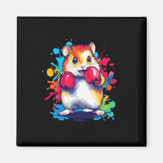 Hamster Tragen Boxhandschuhe Farben Kunst Magnet (Vorne)