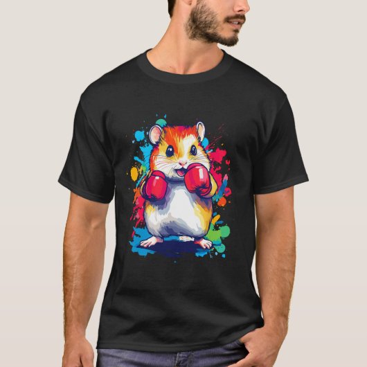 Hamster Tragen Boxhandschuhe Farben Kunst T-Shirt (Vorderseite)