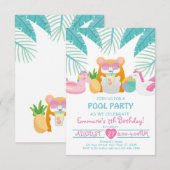 Hamster-Tropisches-Poolparty-Einladung Einladung (Vorne/Hinten)