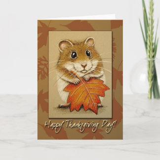 Hamster u. Herbst-Blatt - Erntedank-Karte Feiertagskarte