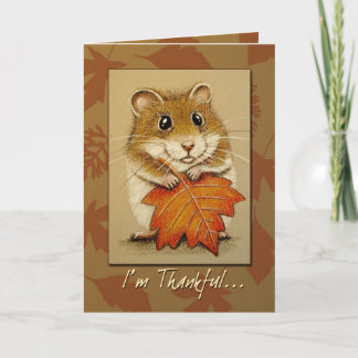 Hamster u. Herbst-Blatt - Erntedank-Karte Feiertagskarte