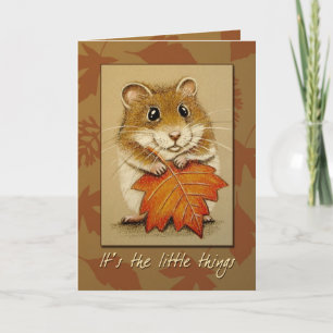 Hamster u. Herbst-Blatt - Erntedank-Karte Feiertagskarte