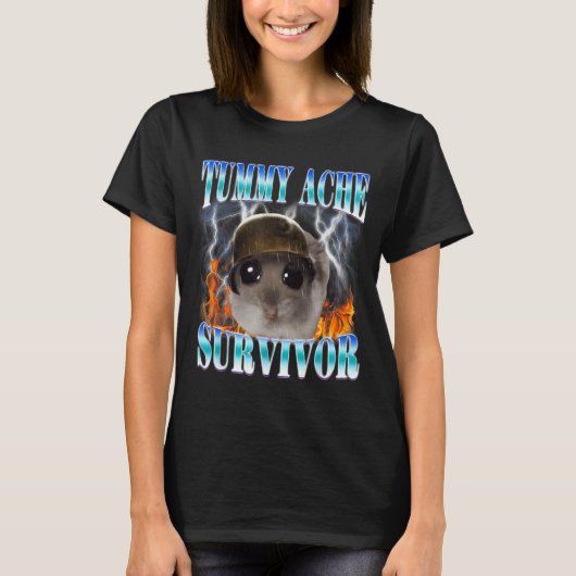 Hamster-Überlebender-mit-Bauchweh-Meme Lustiger-Sp T-Shirt (Vorderseite)