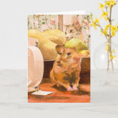 Hamster und Cat Blank Card Karte (Gelbe Blume)