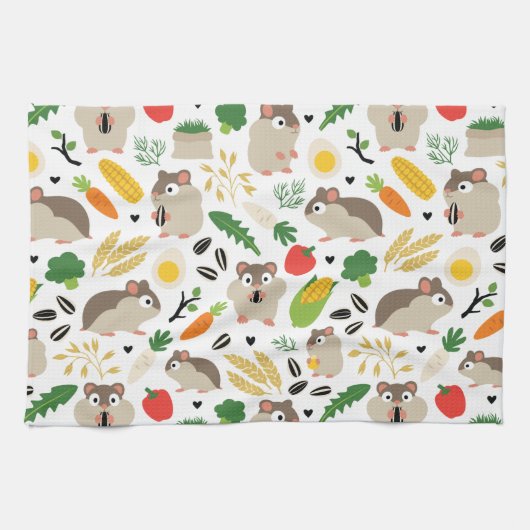 Hamster und ihre Leckereien Geschirrtuch (Horizontal)
