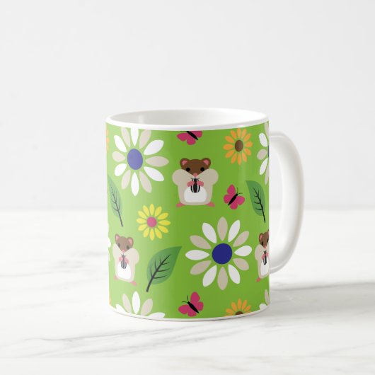 Hamster und Sonnenblumen nahtlos Kaffeetasse (VorderseiteRechts)