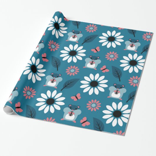 Hamster und Sonnenblumen Nahtloses Muster Geschenkpapier (Ungerollt)