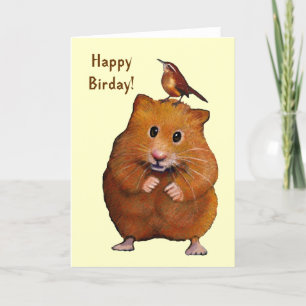 Hamster und Vögel: Happy Bird Day, Geburtstag Karte