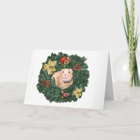 Hamster- und WeihnachtsKranz Feiertagskarte (Vorderseite)