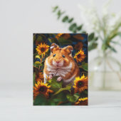 Hamster unter Sonnenblumen Postkarte (Stehend Vorderseite)