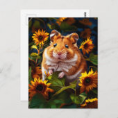 Hamster unter Sonnenblumen Postkarte (Vorne/Hinten)